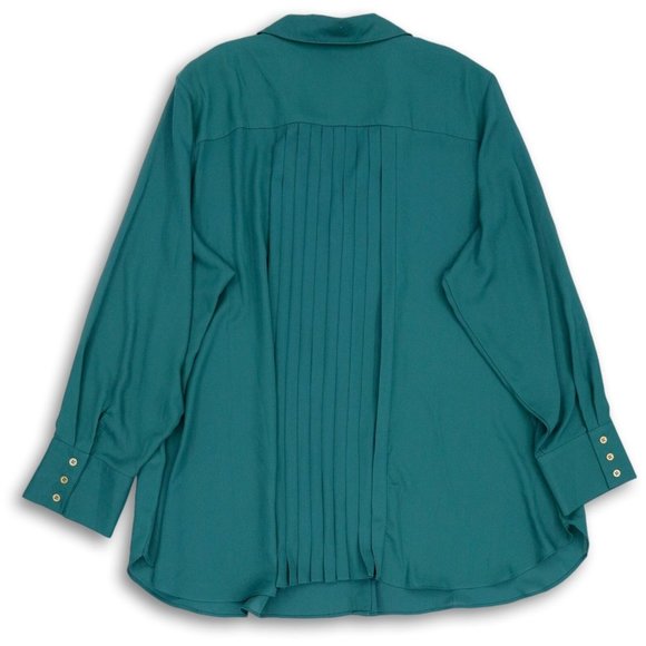 NWT AVENUE‎ LONG SLEEVE SPREAD COLLAR PLEATED BACK BUTTON FRONT BLOUSE 18/20 - Picture 2 of 9